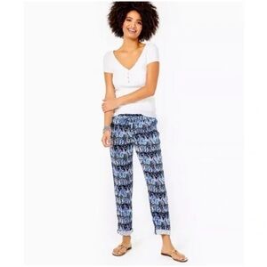Lilly Pulitzer Taron Linen Pant in Low Tide Navy